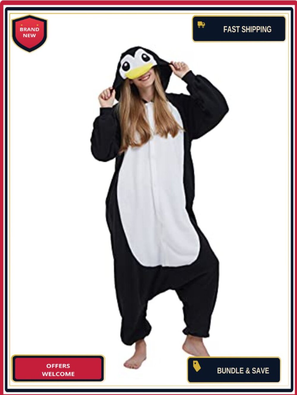 Adult Polar Fleece Animal Onesie Pajamas Hooded One-Piece Costume